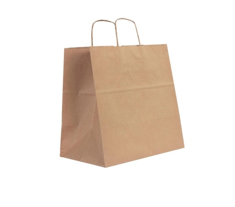 Burgu Saplı Kraft Kağıt Çanta 32x20x32 cm