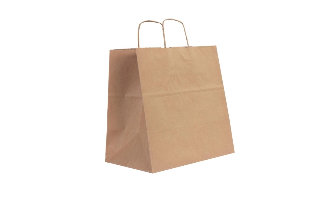 Burgu Saplı Kraft Kağıt Çanta 32x20x32 cm