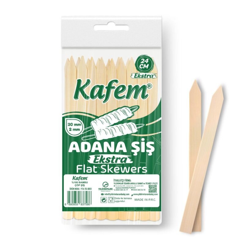 Adana Çöp Şiş  Ekstra Ahşap 24 cm  25 Adet